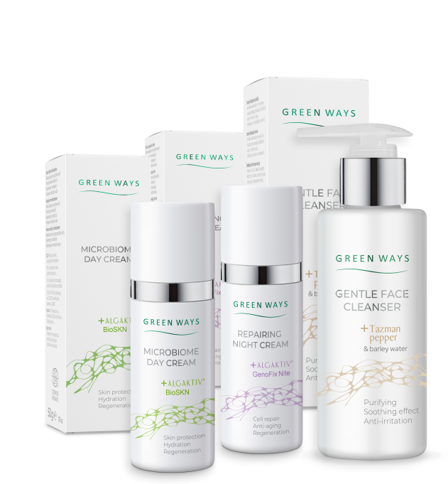 Green Ways skin care set - Day and Night cream, Cleansing gel